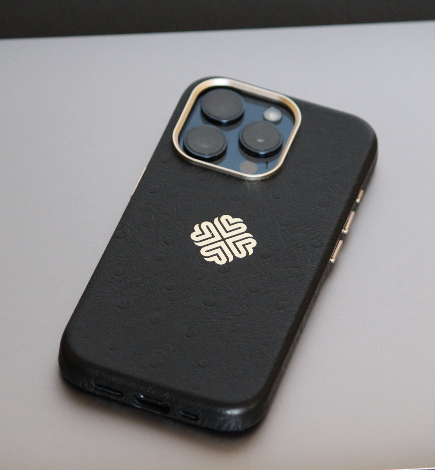 Ostrich Black | MagSafe Premium Leather Luxury iPhone Cover