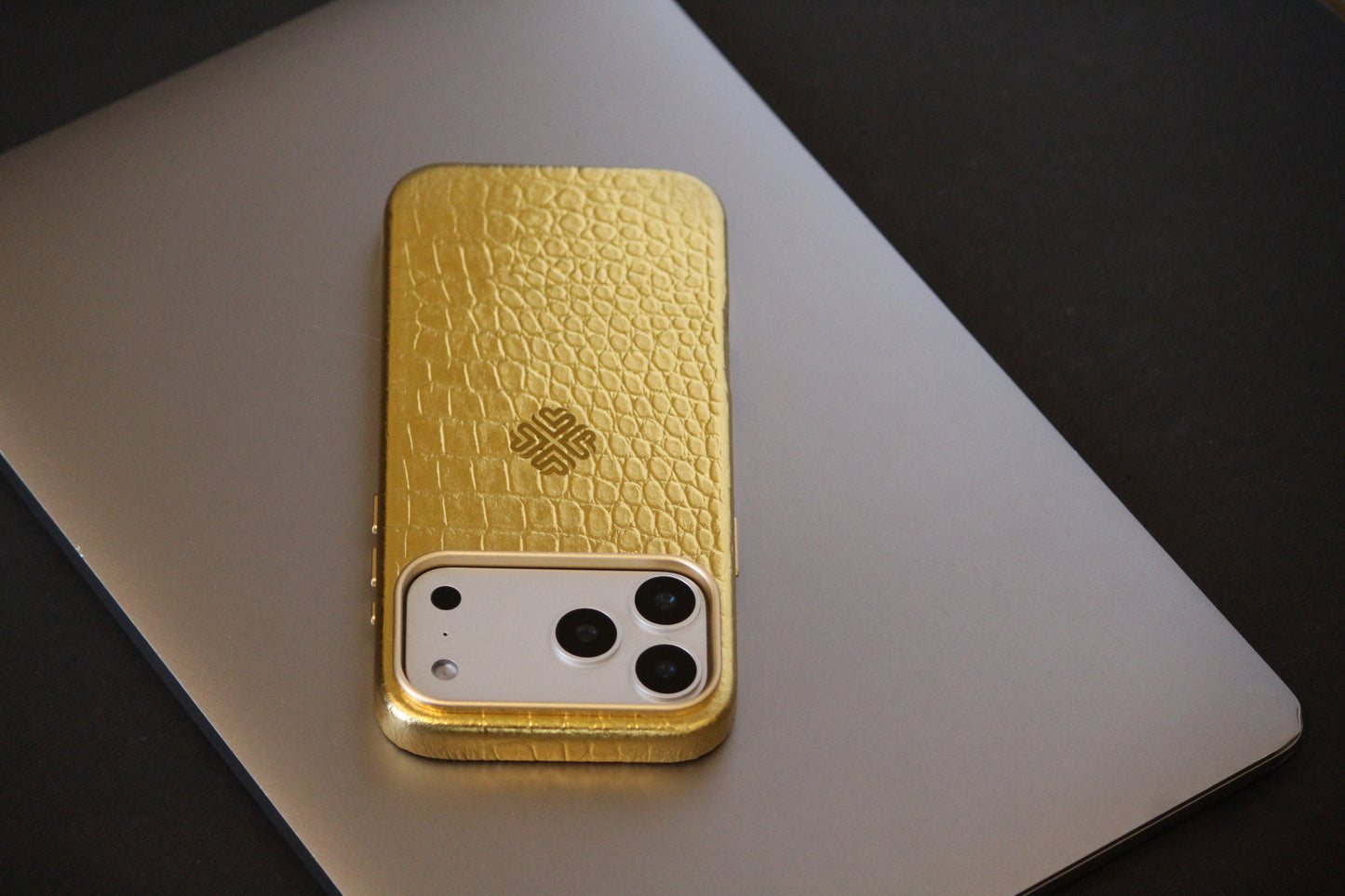 Royal Gold | MagSafe Premium Leather Luxury iPhone Cover