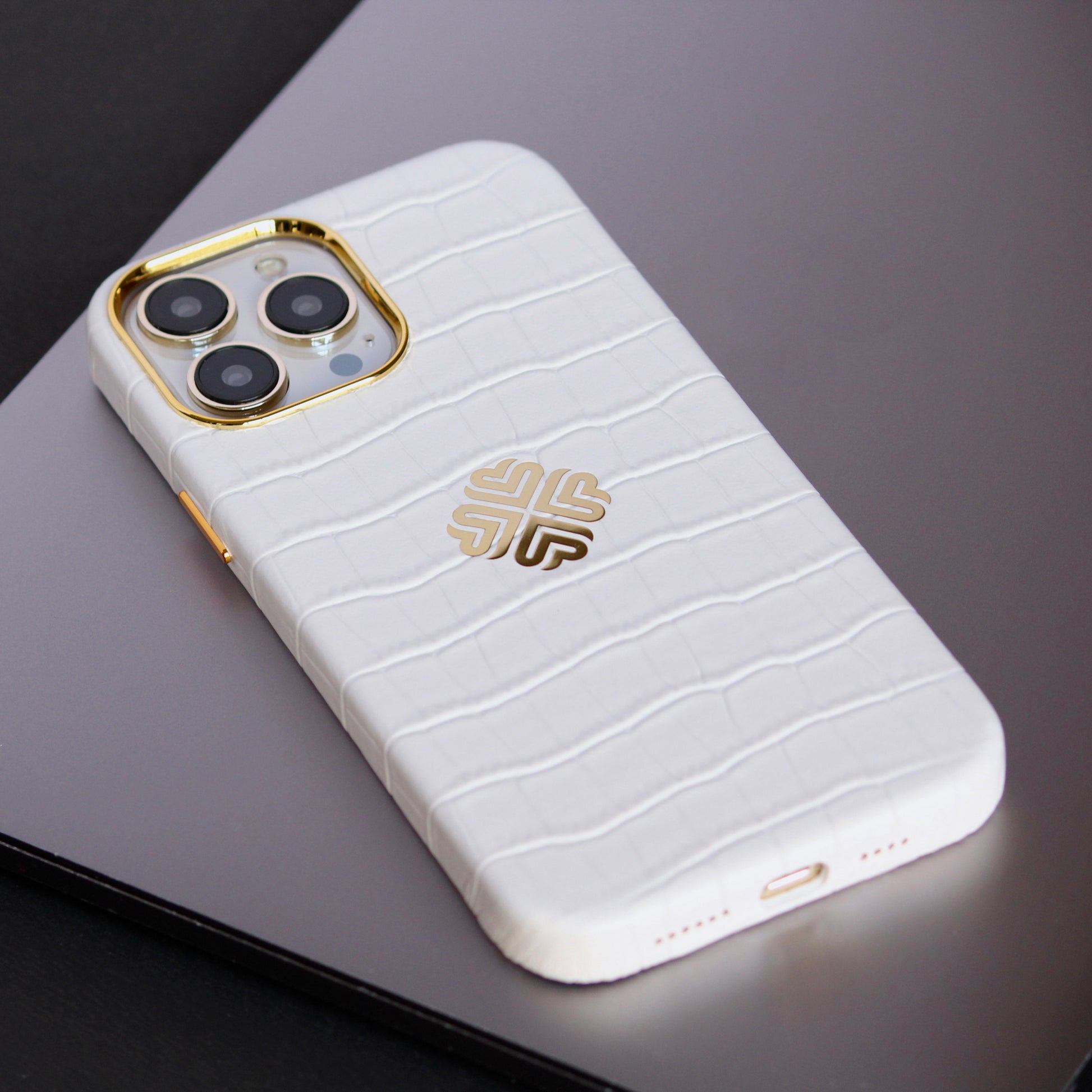 iPhone 12 Pro Max Leather Designer Phone Case-White