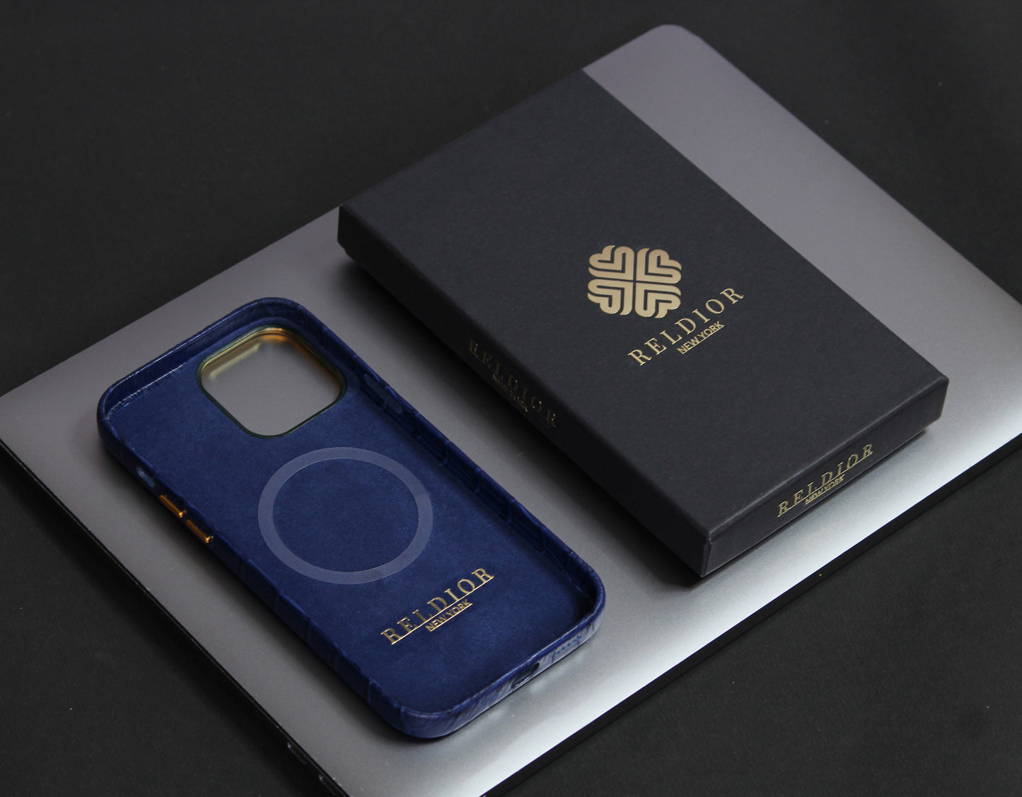 Midnight Blue MagSafe Leather Cover by Reldior